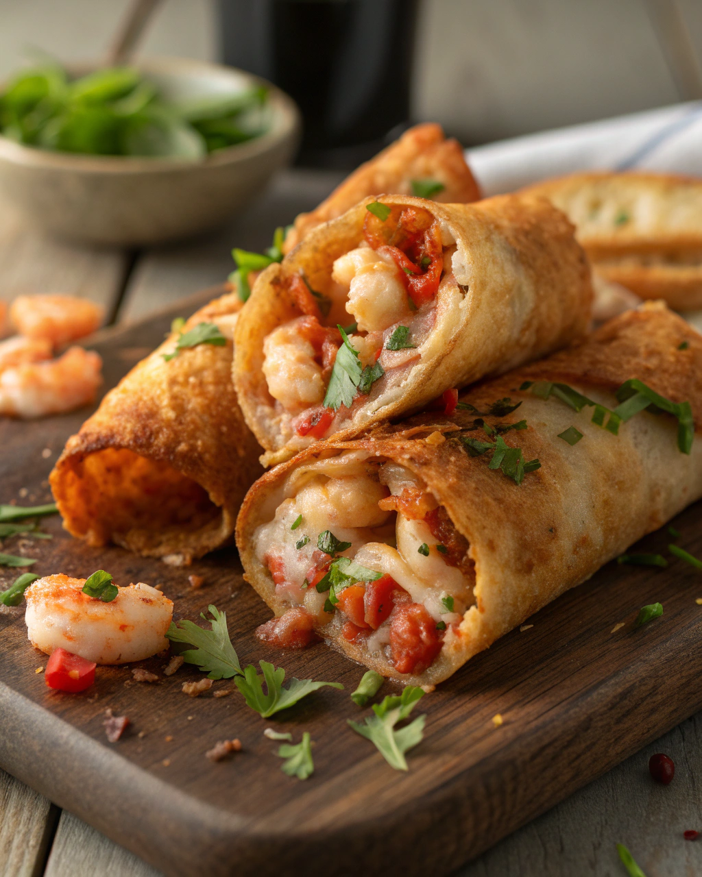 Cigares Croustillants aux Crevettes et à lAil