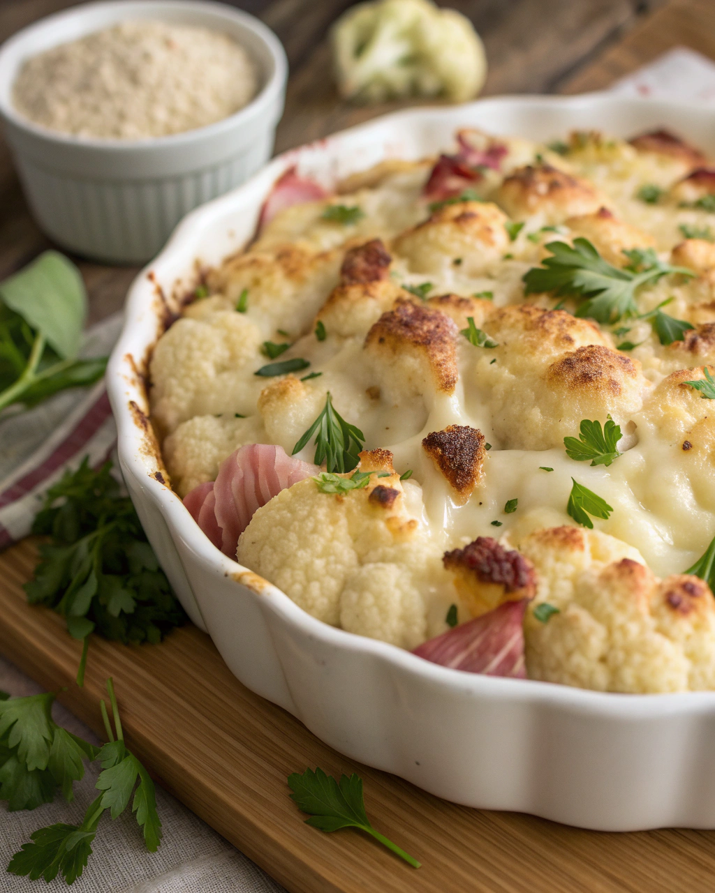 Chou-fleur au Jambon et à la Béchamel