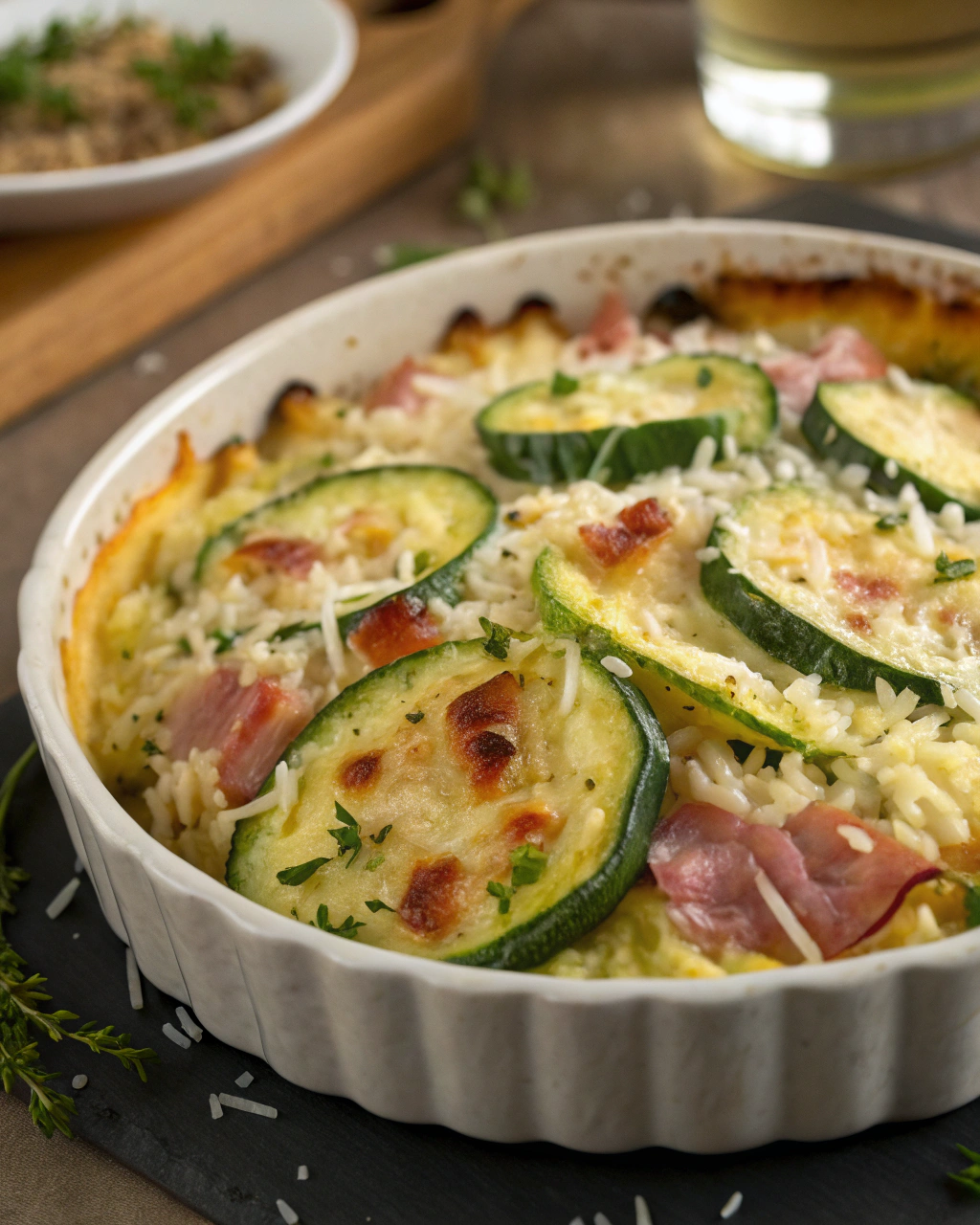 Gratin de Courgettes, Jambon et Riz : Un Plat Familial Réconfortant