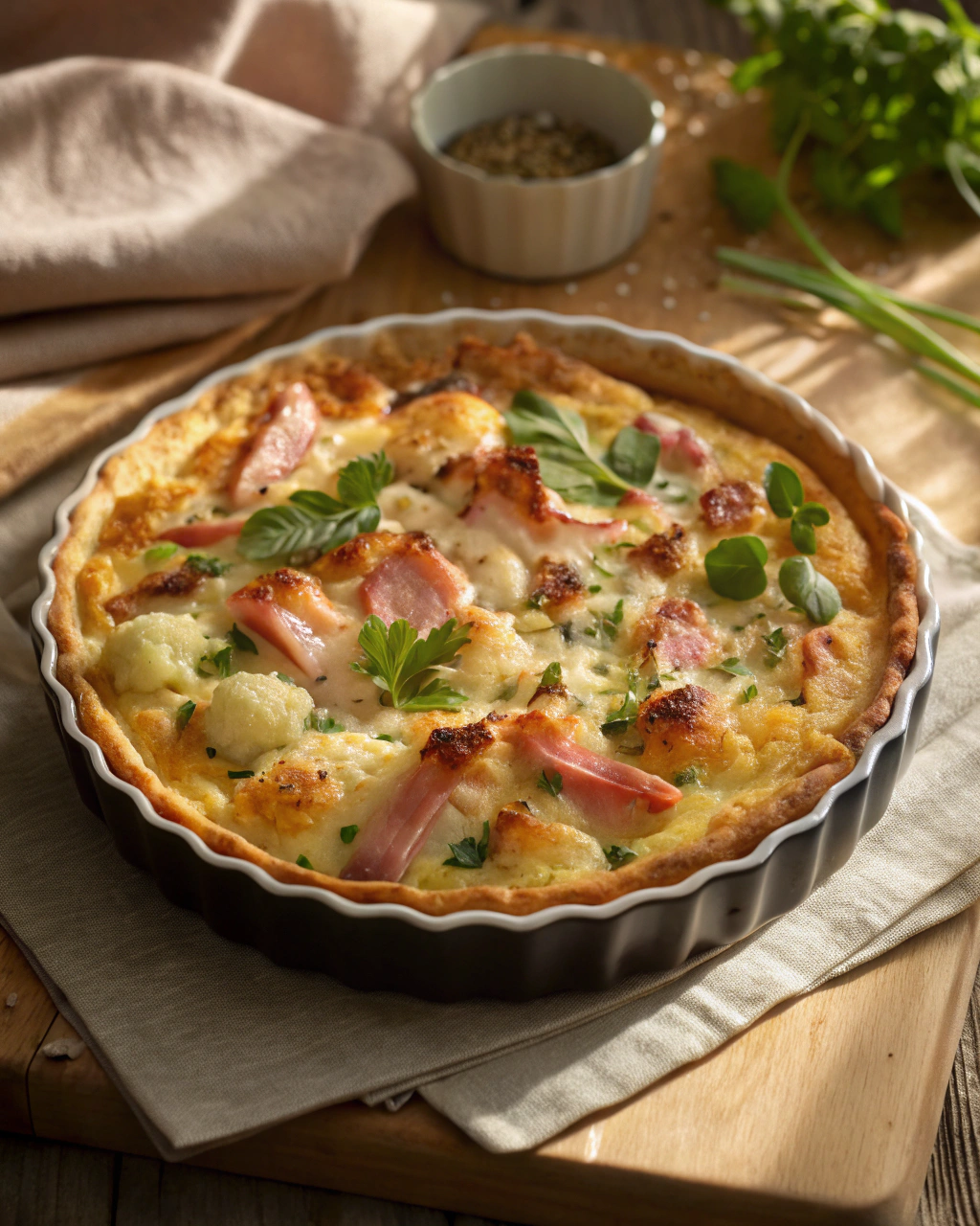 Clafoutis de Chou-Fleur au Jambon Léger