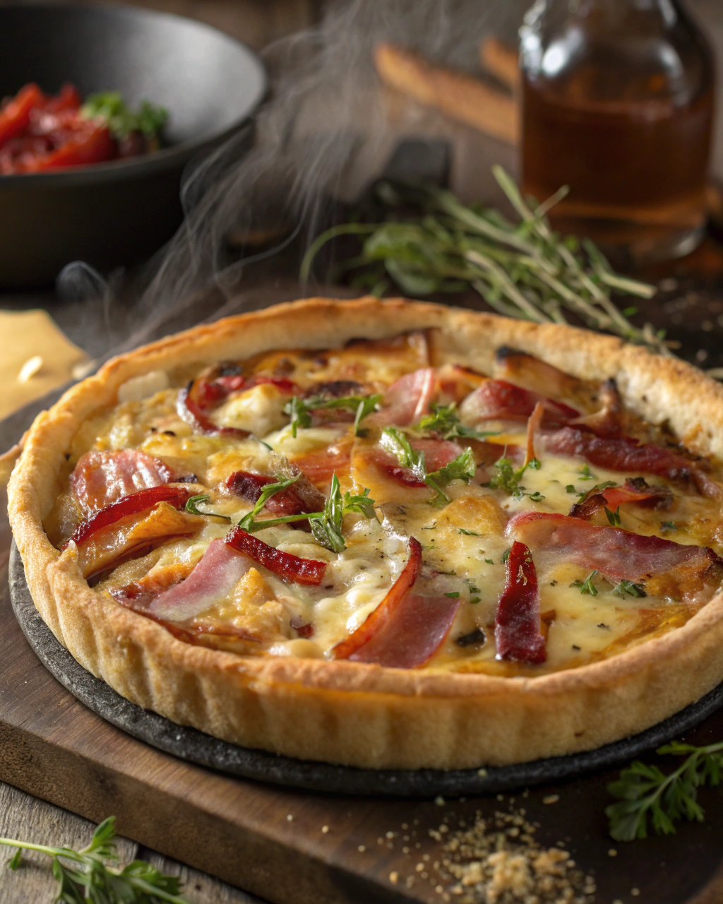 Tarte à la raclette et aux lardons