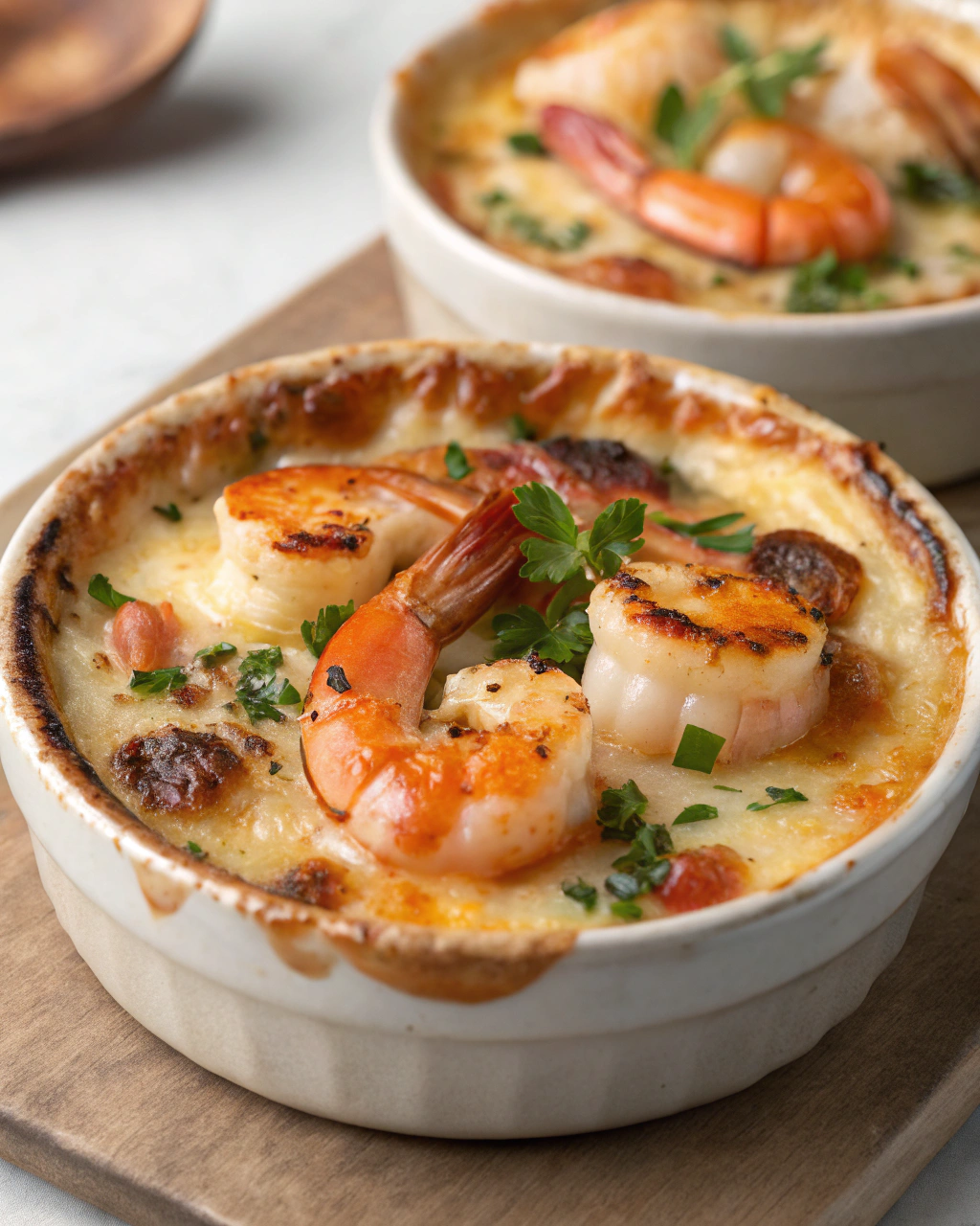Cassolettes de Gambas & Saint-Jacques  Recette Résumée