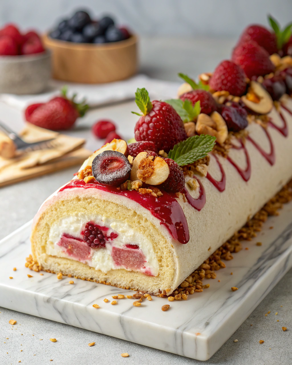 Bûche Mascarpone Framboise  Façon Entremets Sans Cuisson