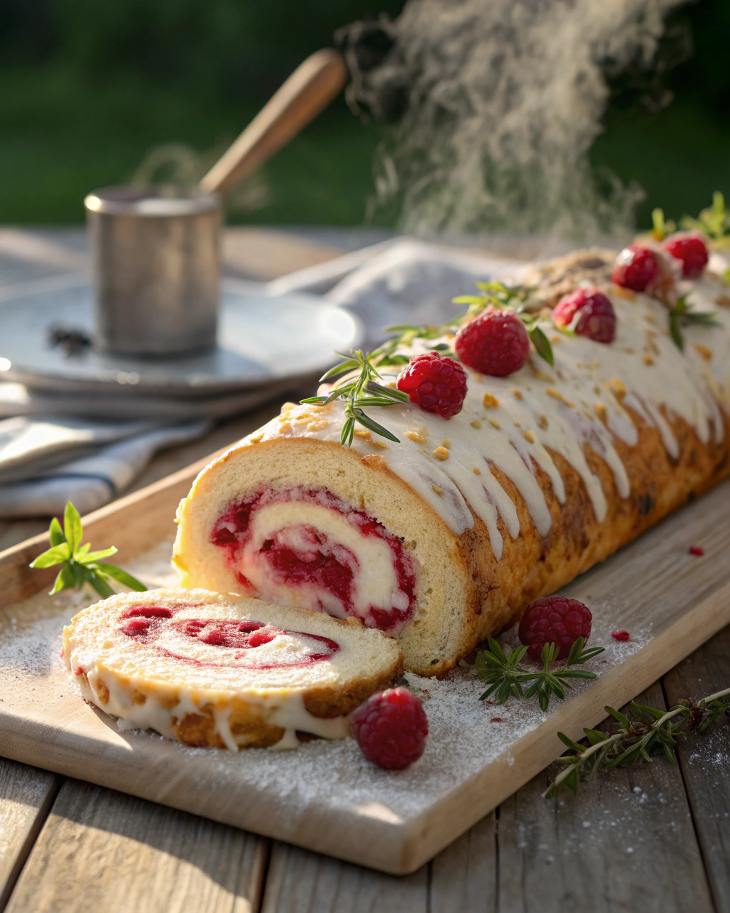 Bûche Roulée à la Framboise et Crème Vanillée
