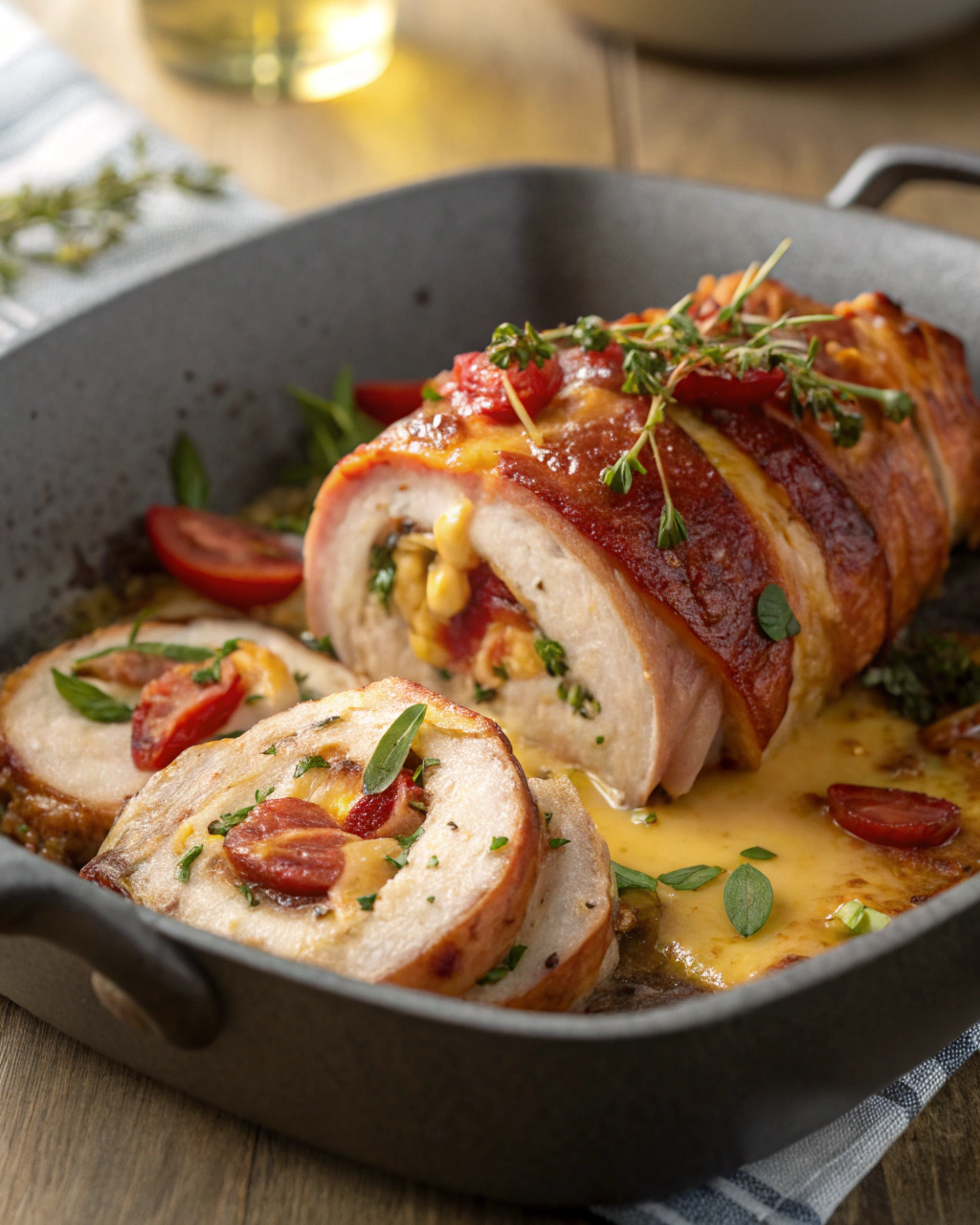 Poulet Enroulé de Bacon Fumé et Cheddar