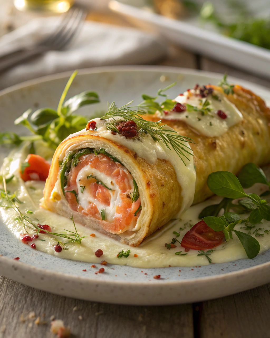 Les rouleaux de saumon fumé en pâte feuilletée