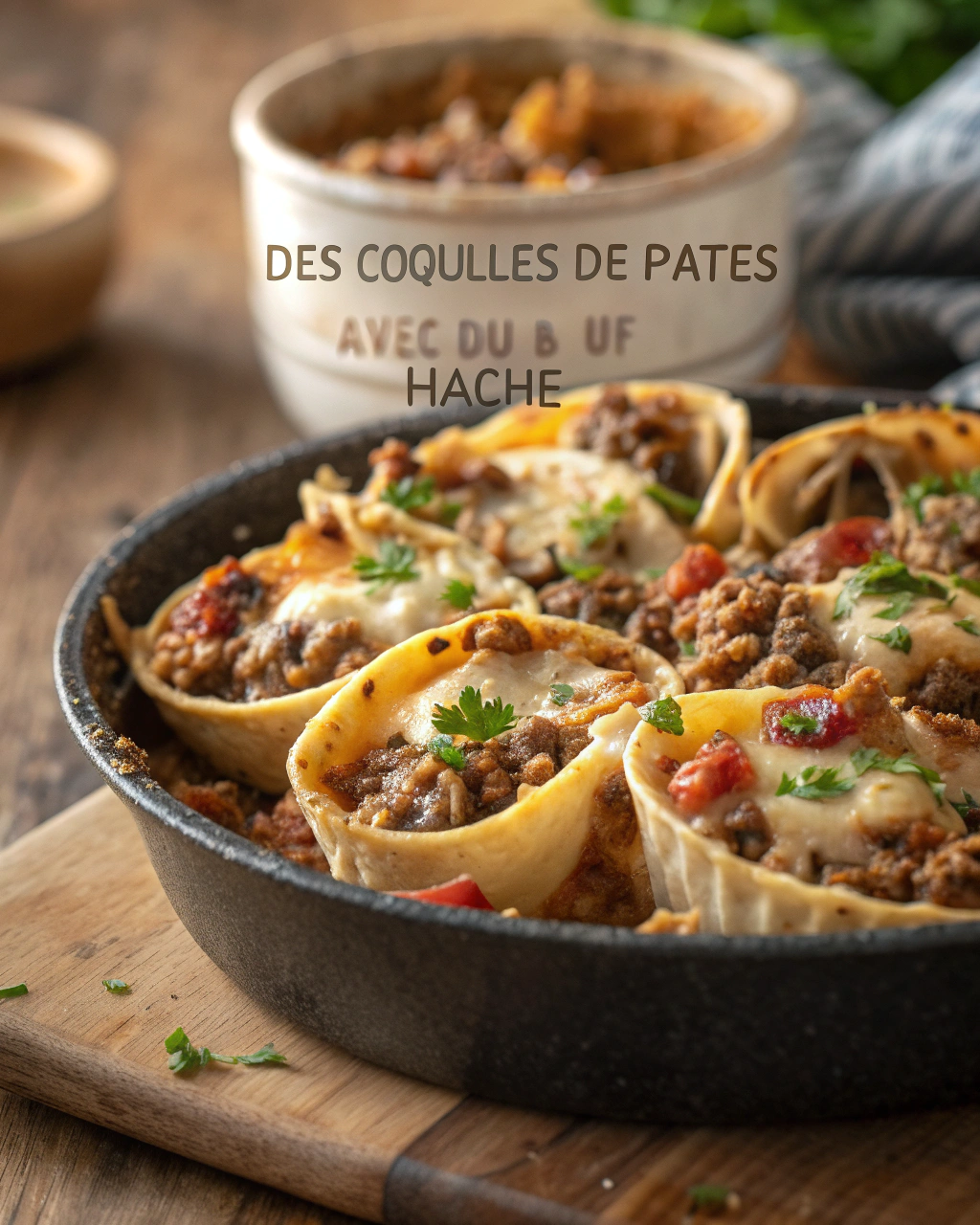 DES COQUILLES DE PÂTES AVEC DU BŒUF Haché