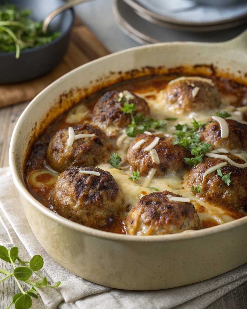 Boulettes à lOignon Façon Soupe Gratinée French Onion Meatballs