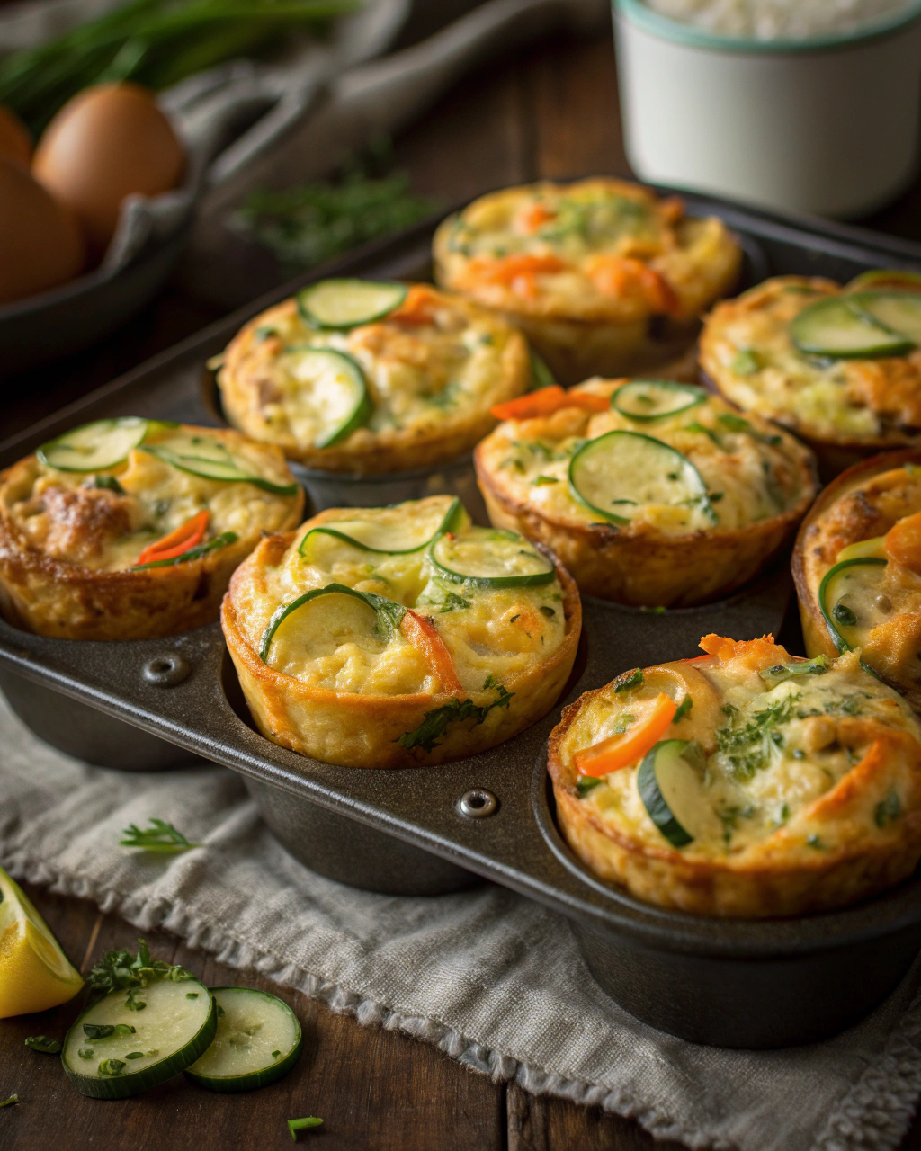 Muffins aux courgettes, pommes de terre, carottes et fromage