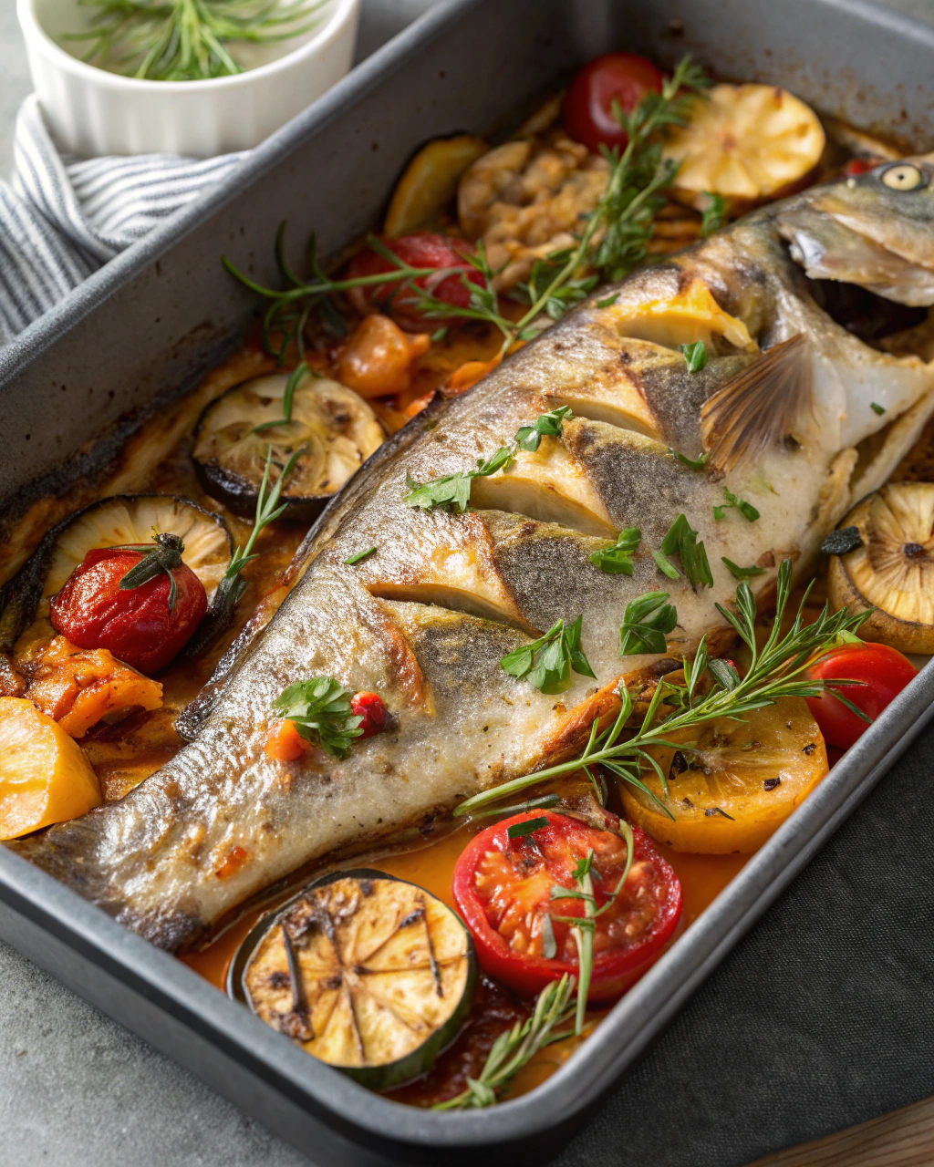 Délicieuse recette de daurade au four avec légumes rôtis
