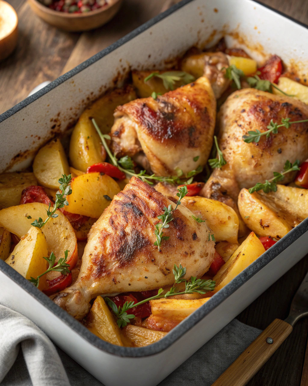 Cuisses de poulet au four avec pommes de terre