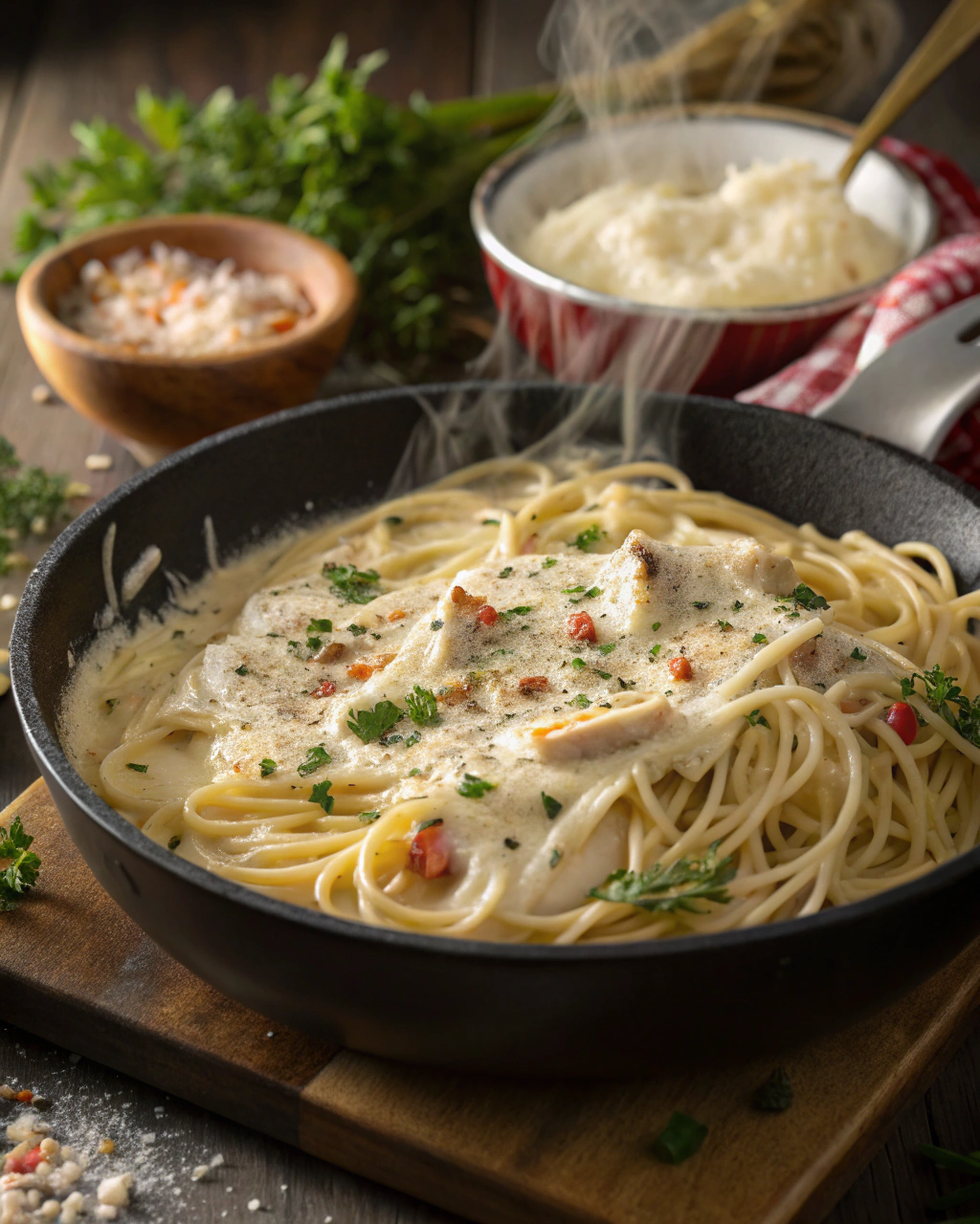 Spaghettis à la sauce crémeuse au fromage