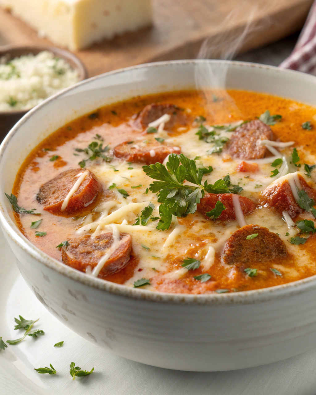 Soupe crémeuse à la saucisse italienne et au parmesan
