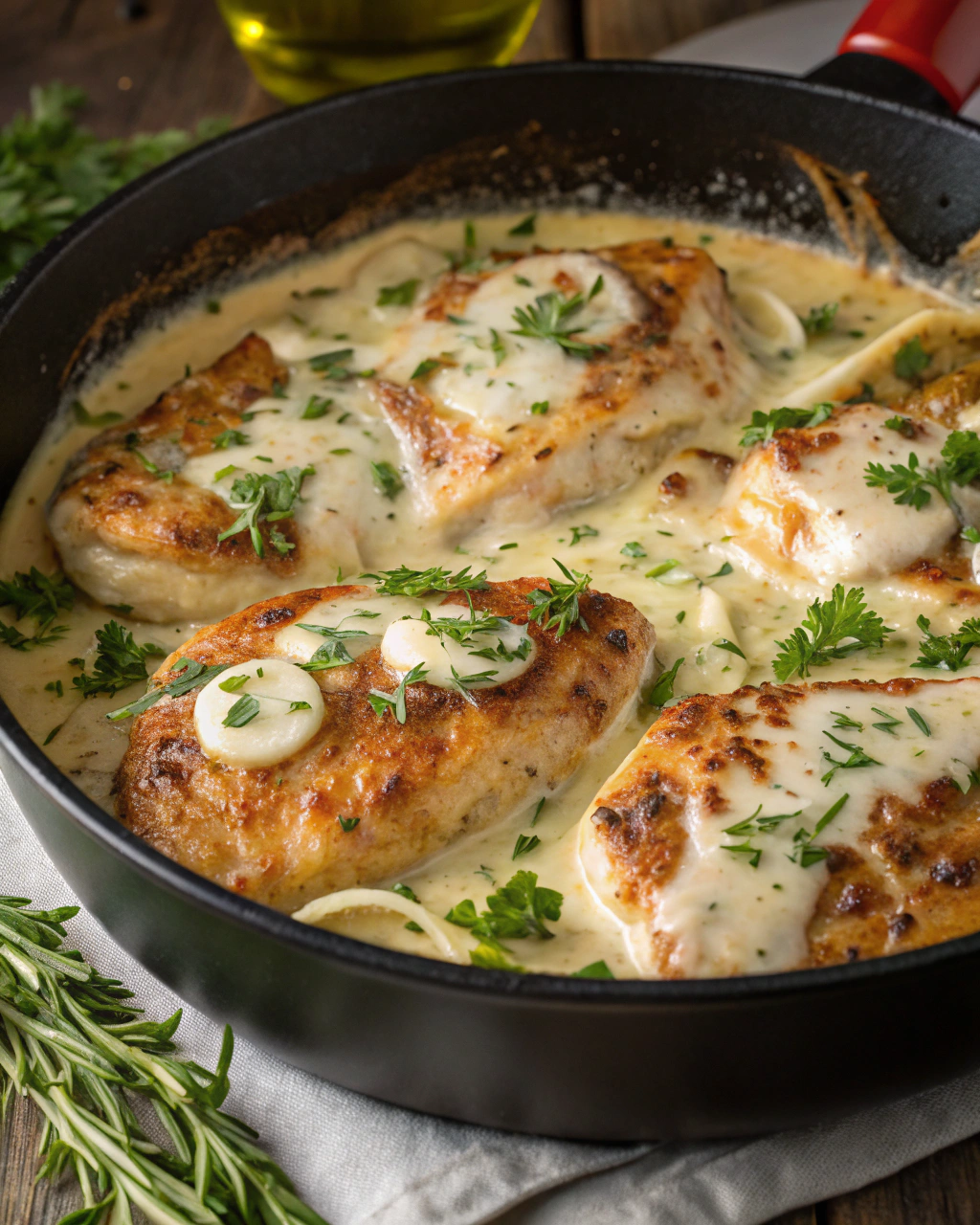 Poulet Sauce Boursin à lAil et Fines Herbes