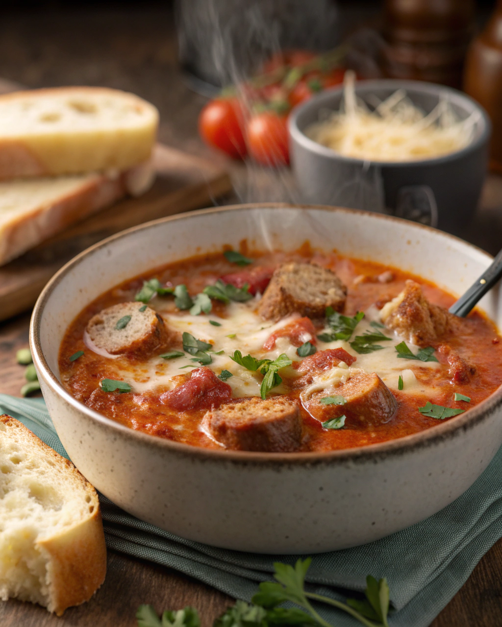 Soupe crémeuse à la saucisse italienne et au parmesan