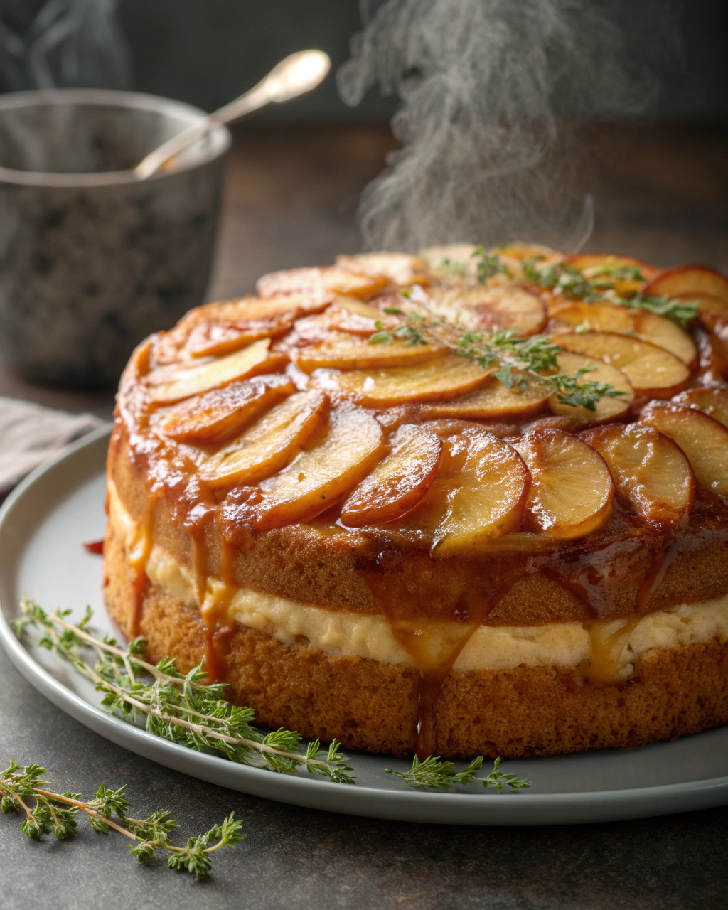Gâteau aux pommes de grand-mère sur plaque