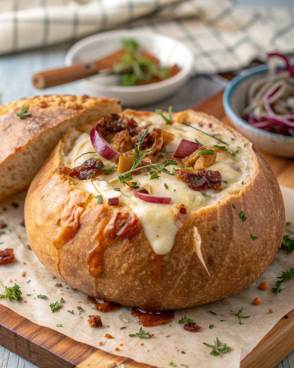 Pain à l’oignon et fromage blanc