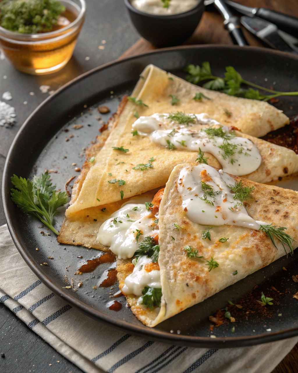 Crêpes à l’ail et au fromage fondu