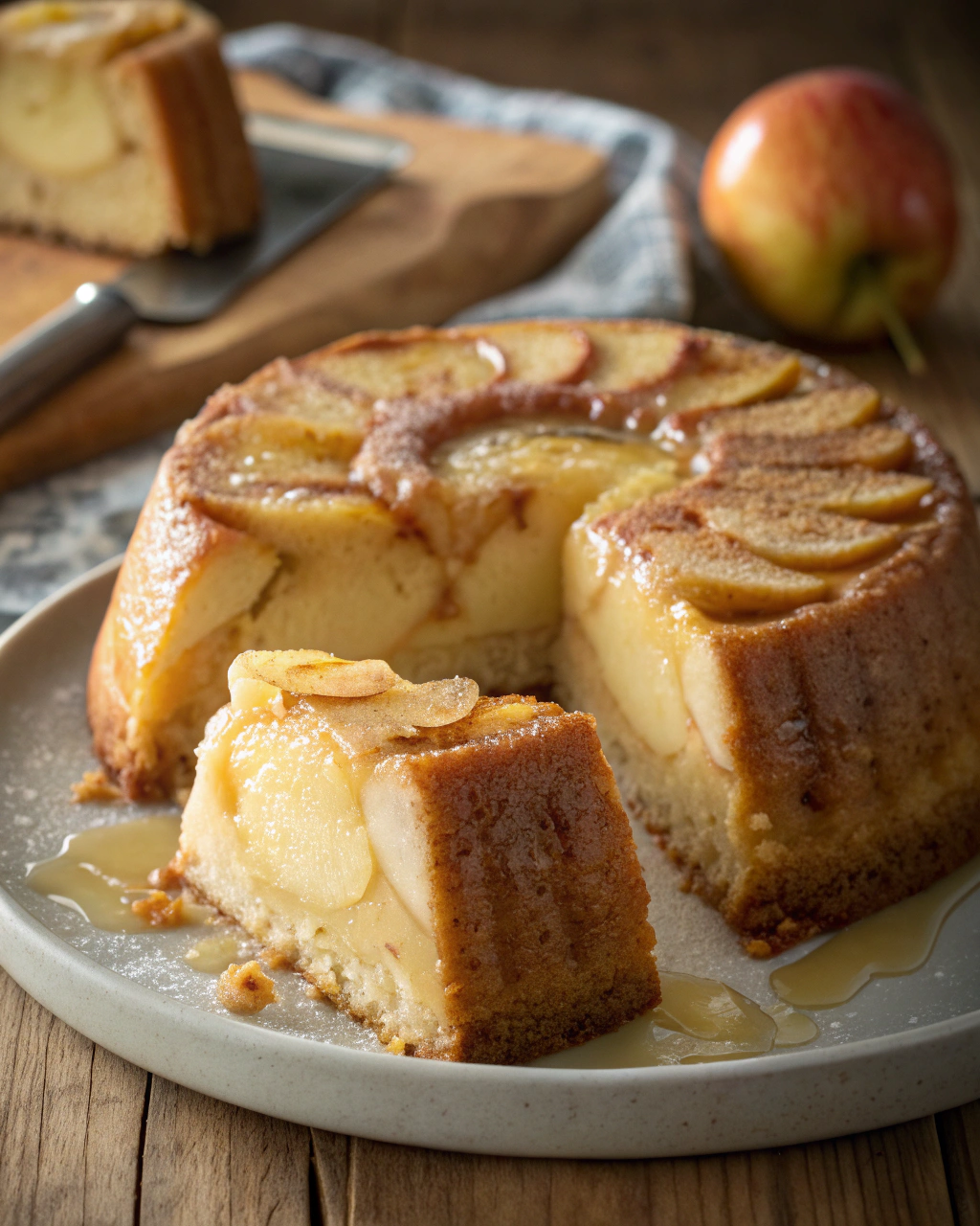 Gâteau aux pommes et pudding vanille