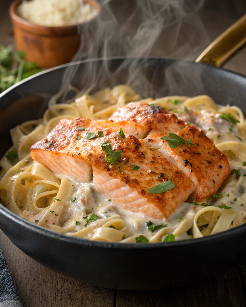 Pâtes au saumon crémeuses et sauce Alfredo Cajun