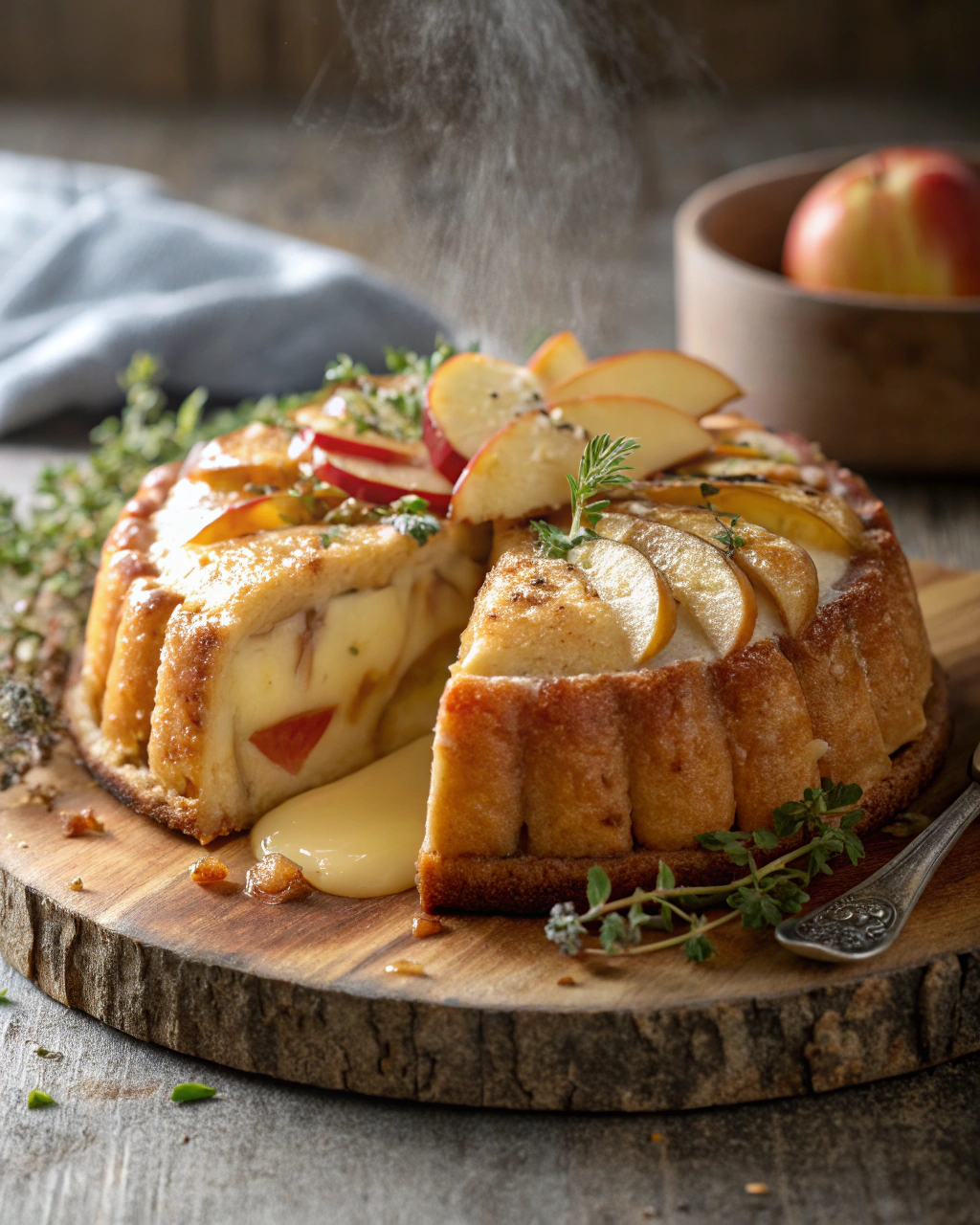 Gâteau aux pommes et pudding vanille
