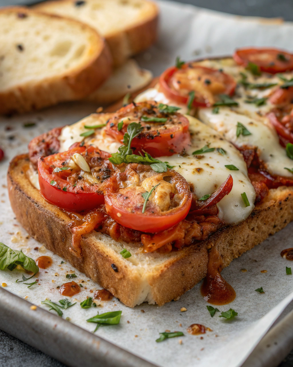 Toast tomate mozzarella au four