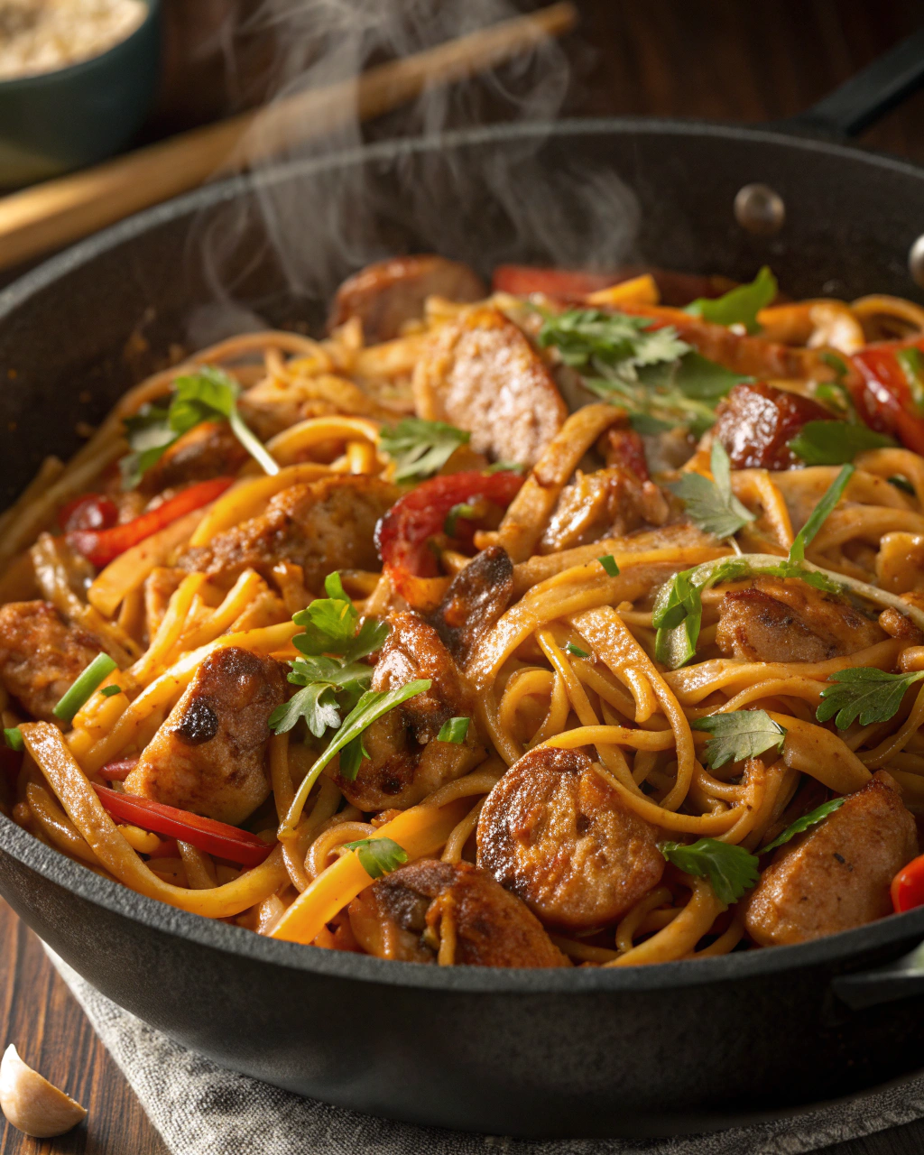 Lo Mein au Poulet et à lAil