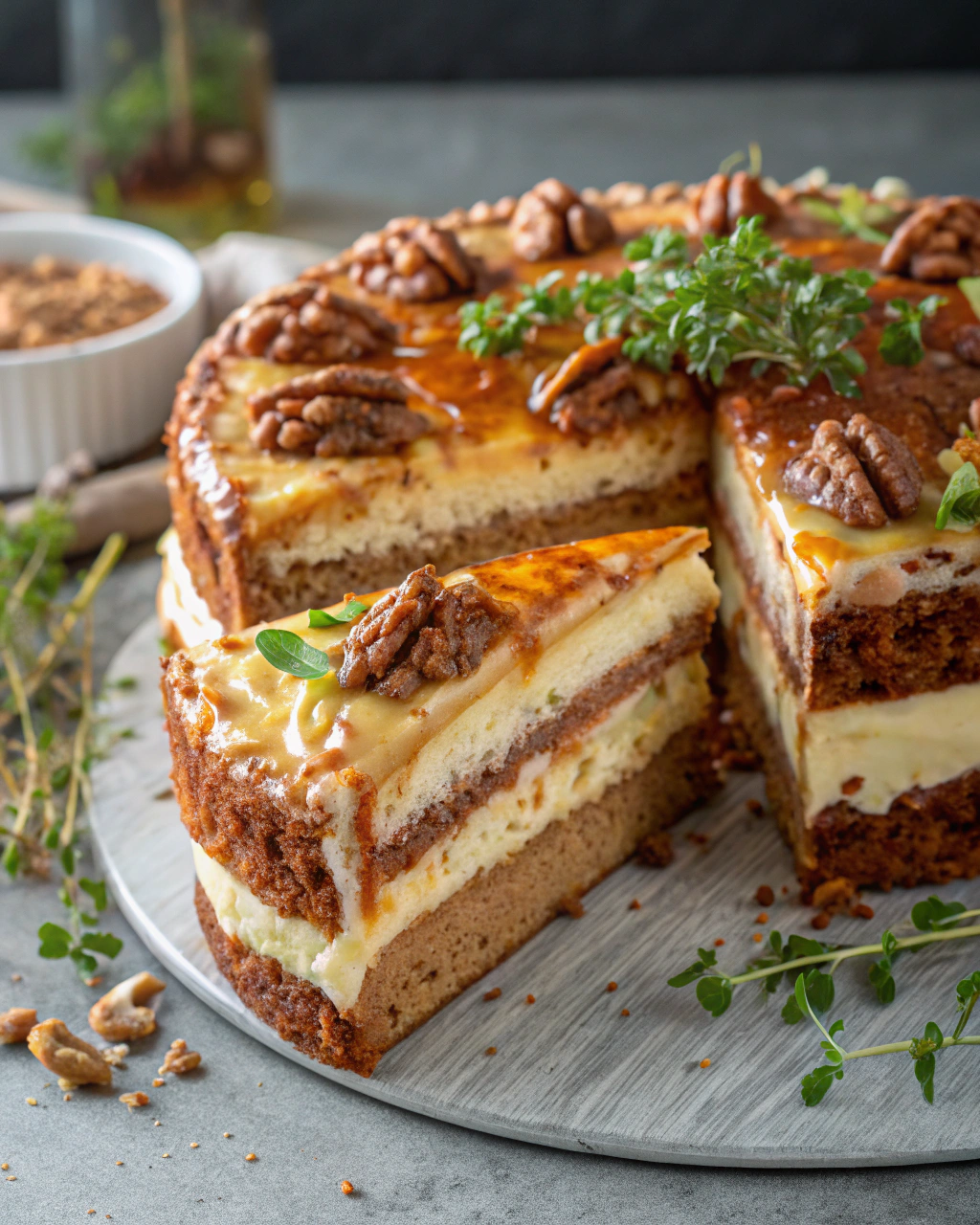 Gâteau aux noix et crème