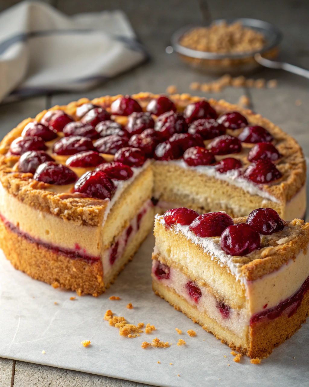 Gâteau Prinzenrolle aux cerises