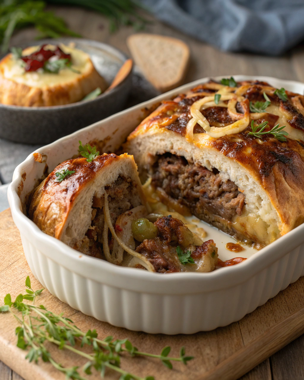 Pain de Viande aux Oignons Confits et Gruyère Fondu à la Mijoteuse