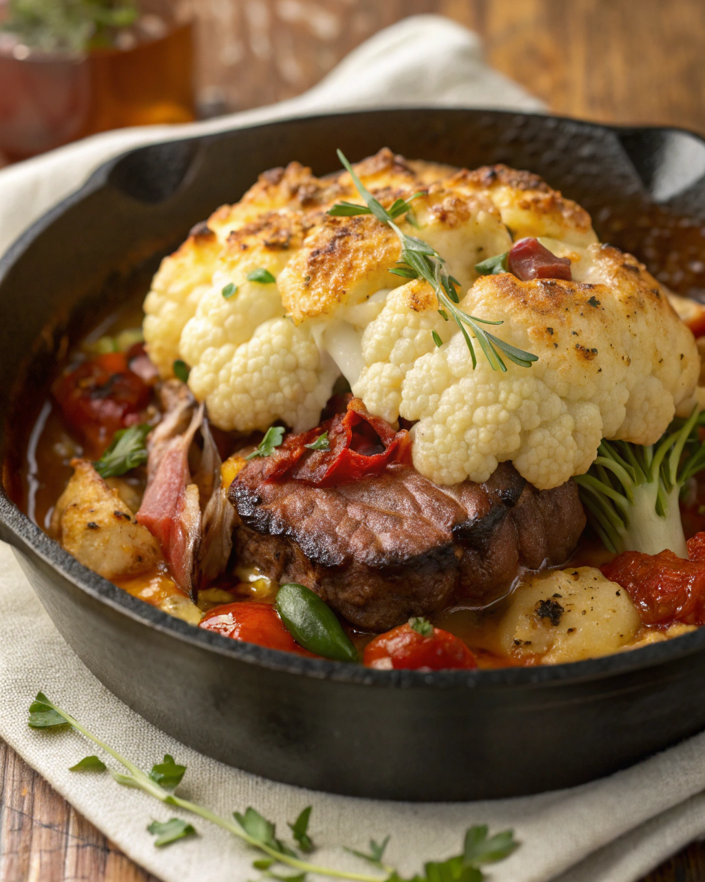 Chou-fleur gratiné au bœuf