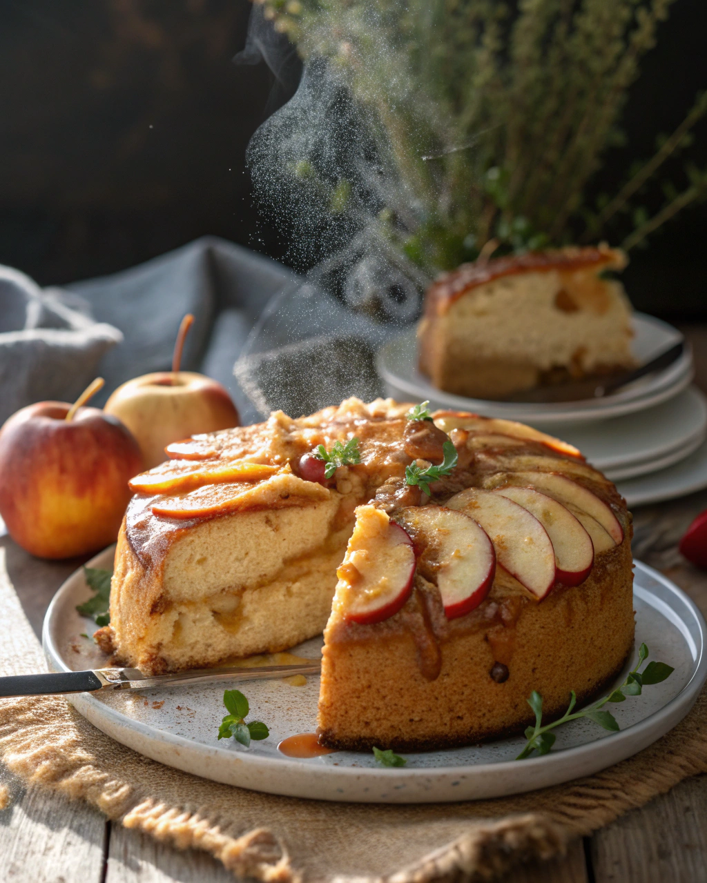 Gâteau aux pommes sur plaque