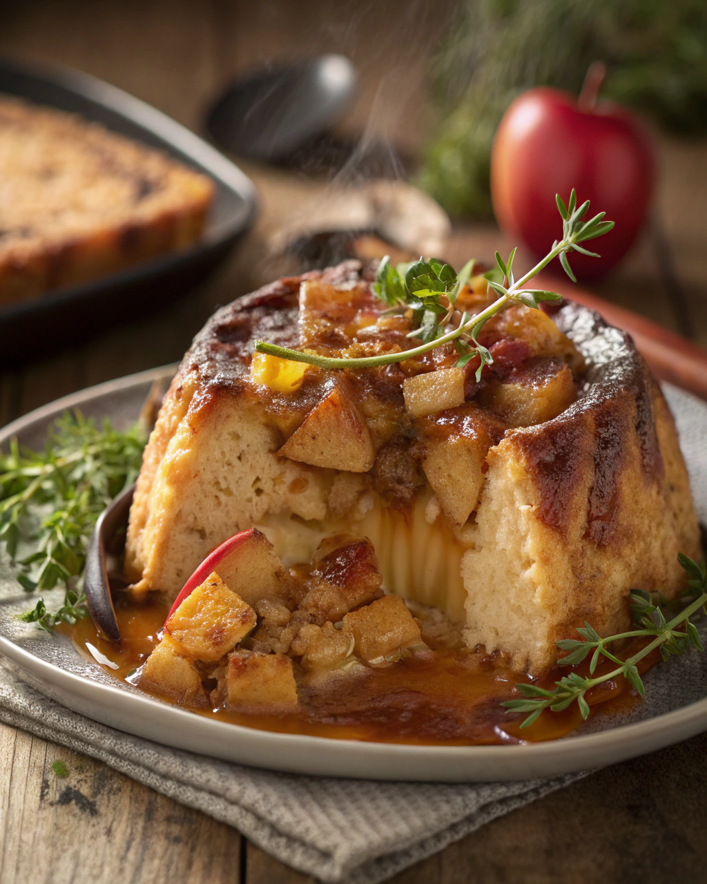 Carrés aux pommes et pudding