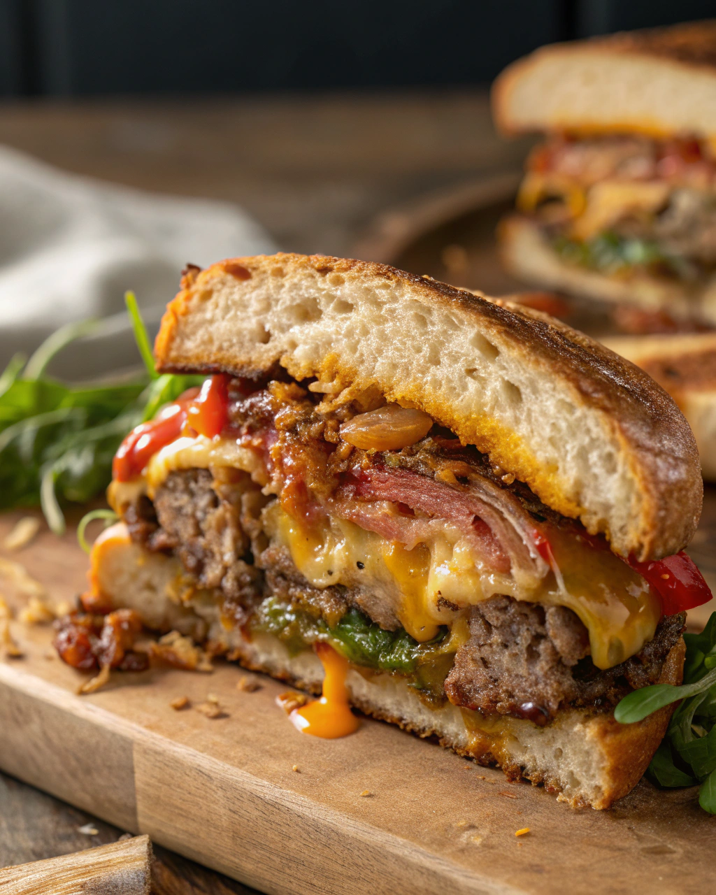 Sandwich au Bœuf Grillé et Fromage Fondu