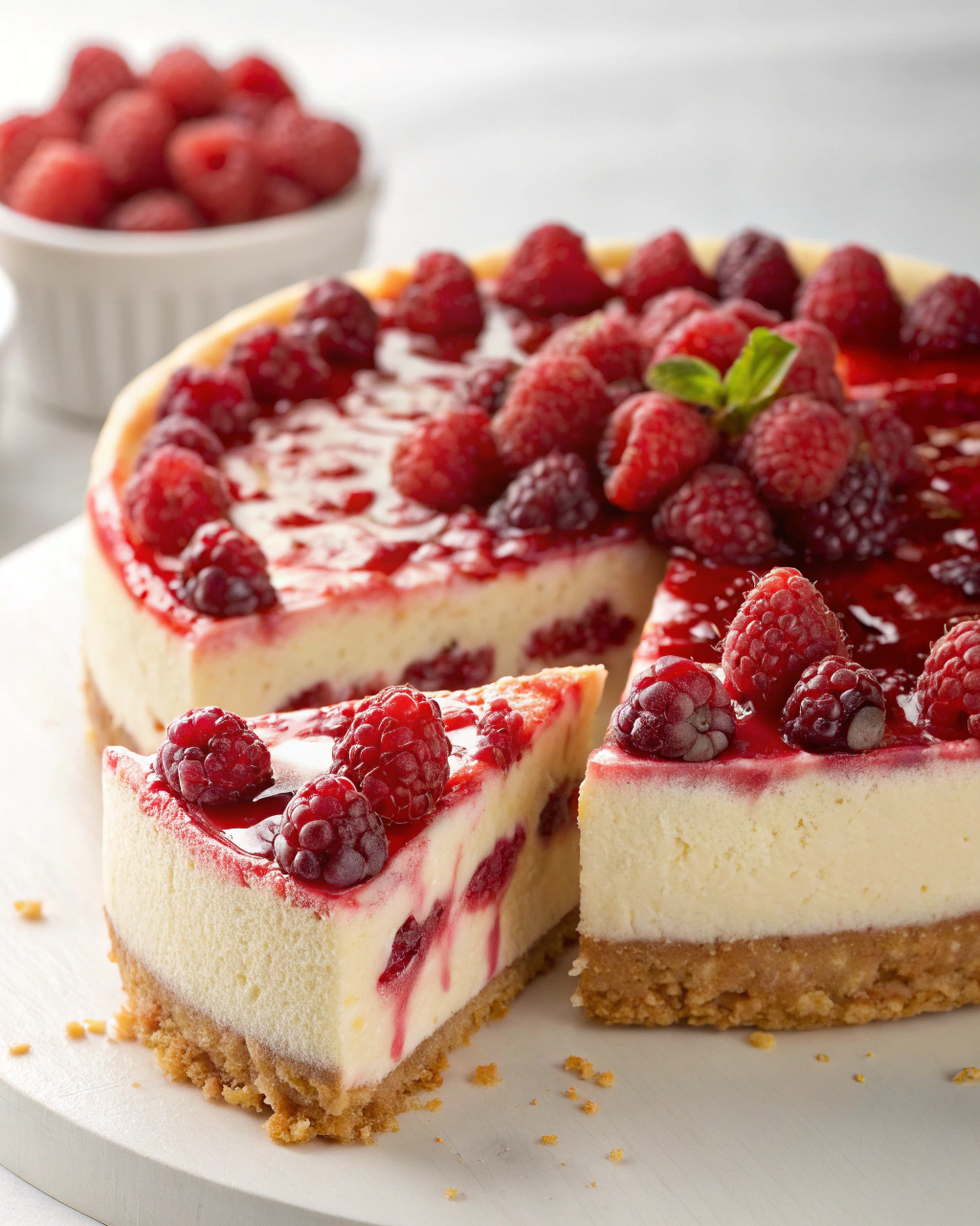 Gâteau Philadelphia aux framboises