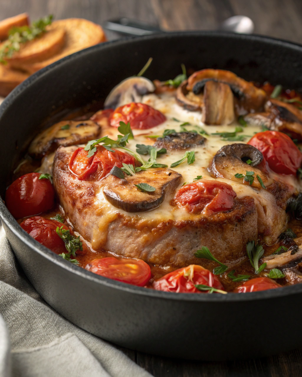 Porc braisé champignons tomate