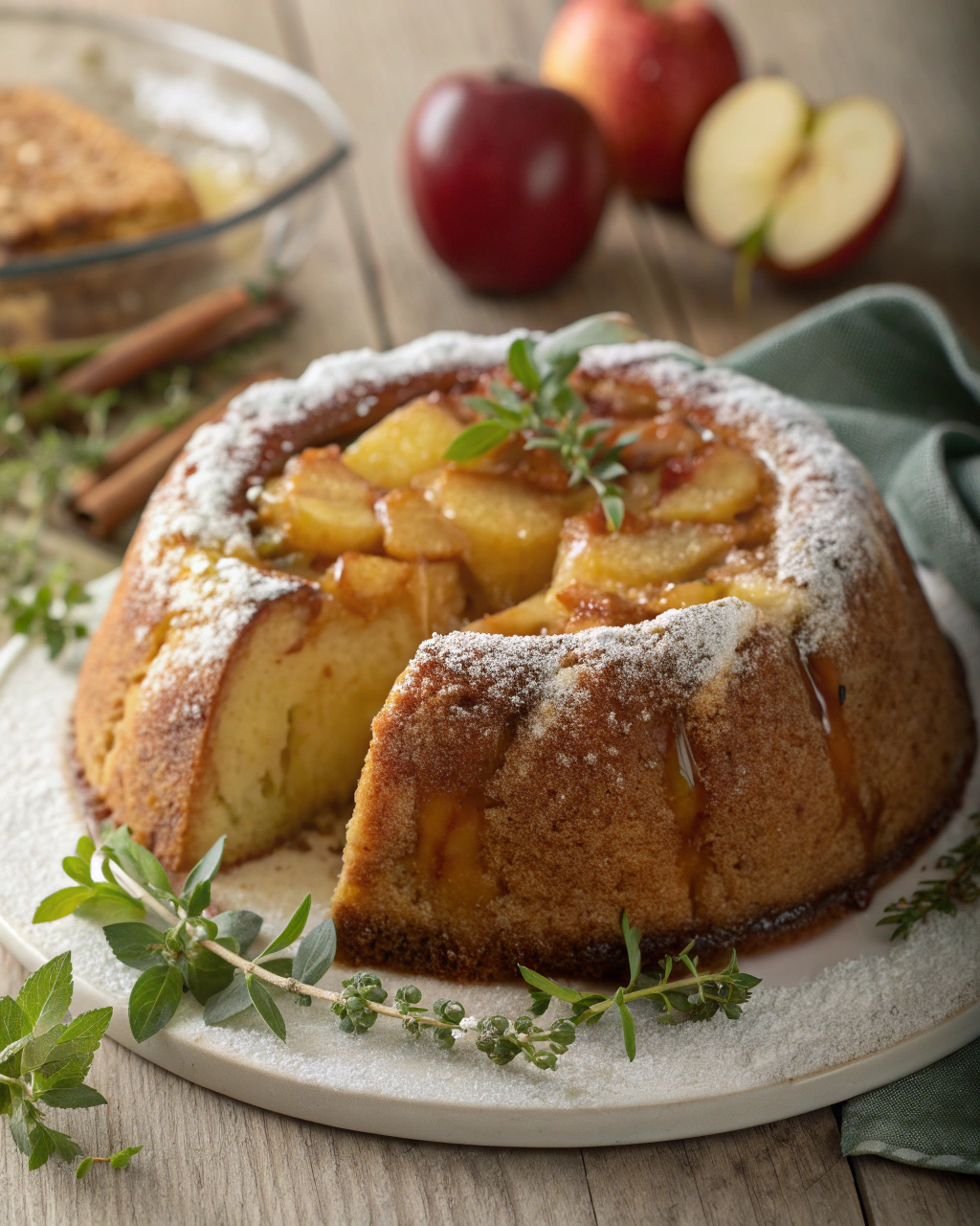 Gâteau aux pommes et pudding à la crème