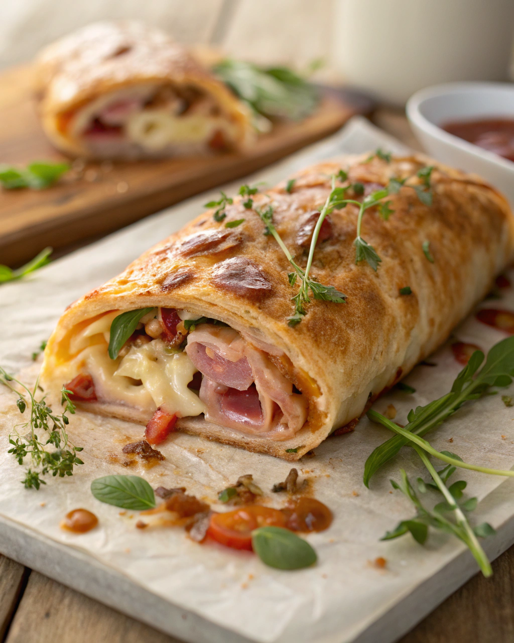 Strudel feuilleté au jambon et fromage