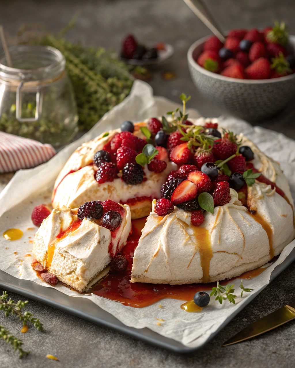 Dessert Baiser magique aux fruits rouges