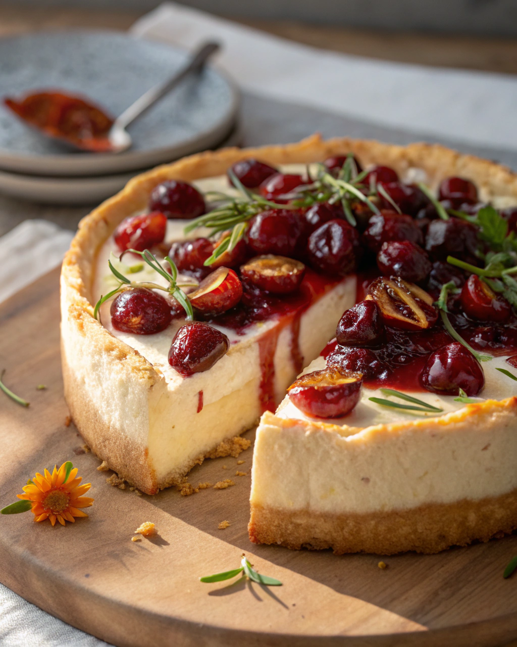Gâteau au fromage blanc et cerises