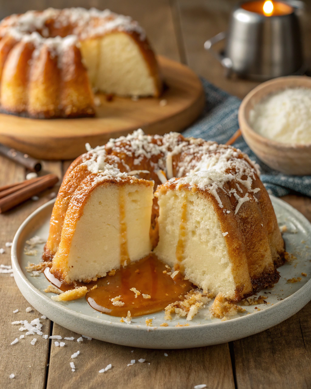 Gâteau coco au pudding vanille