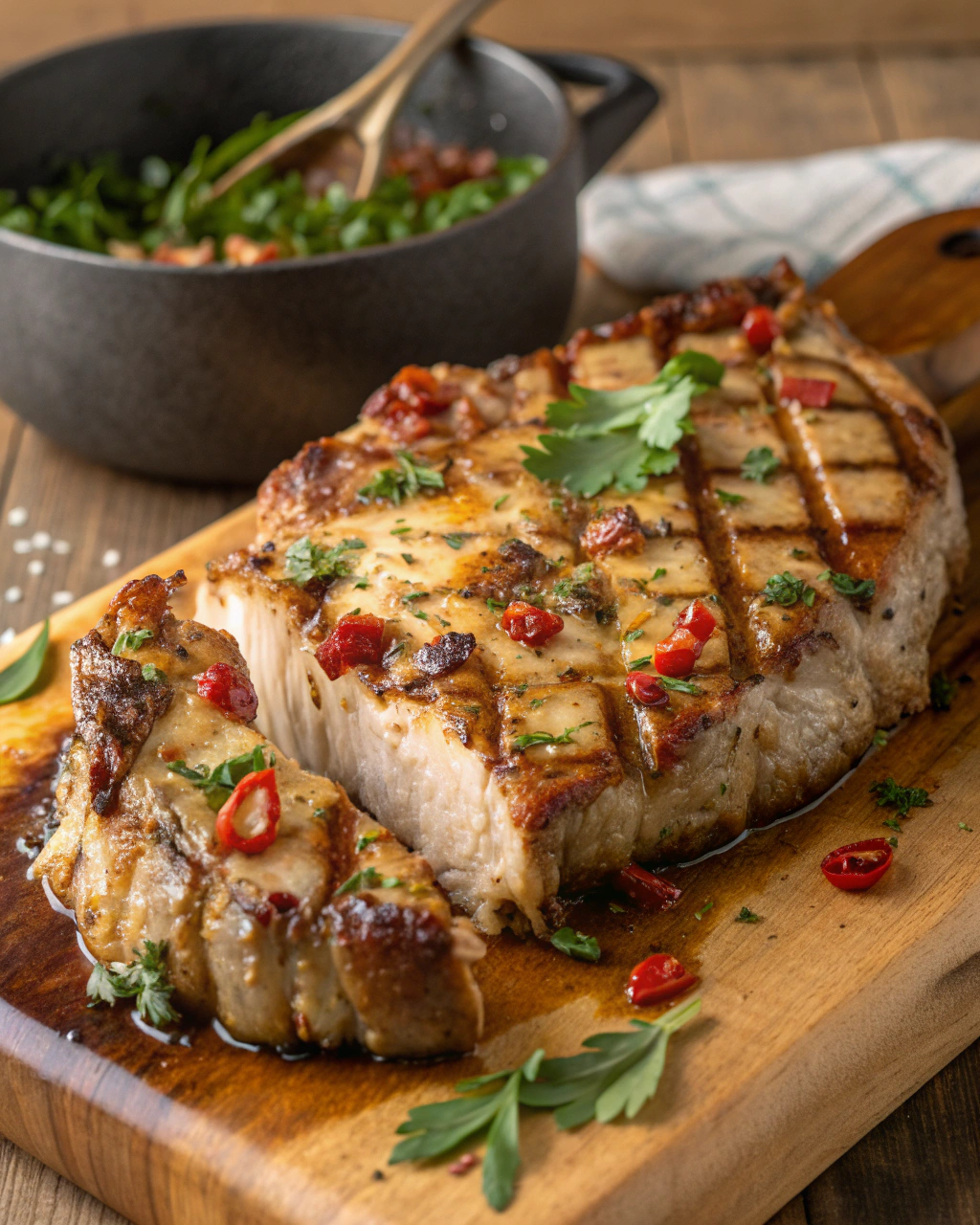 Côtelettes porc pommes sauce