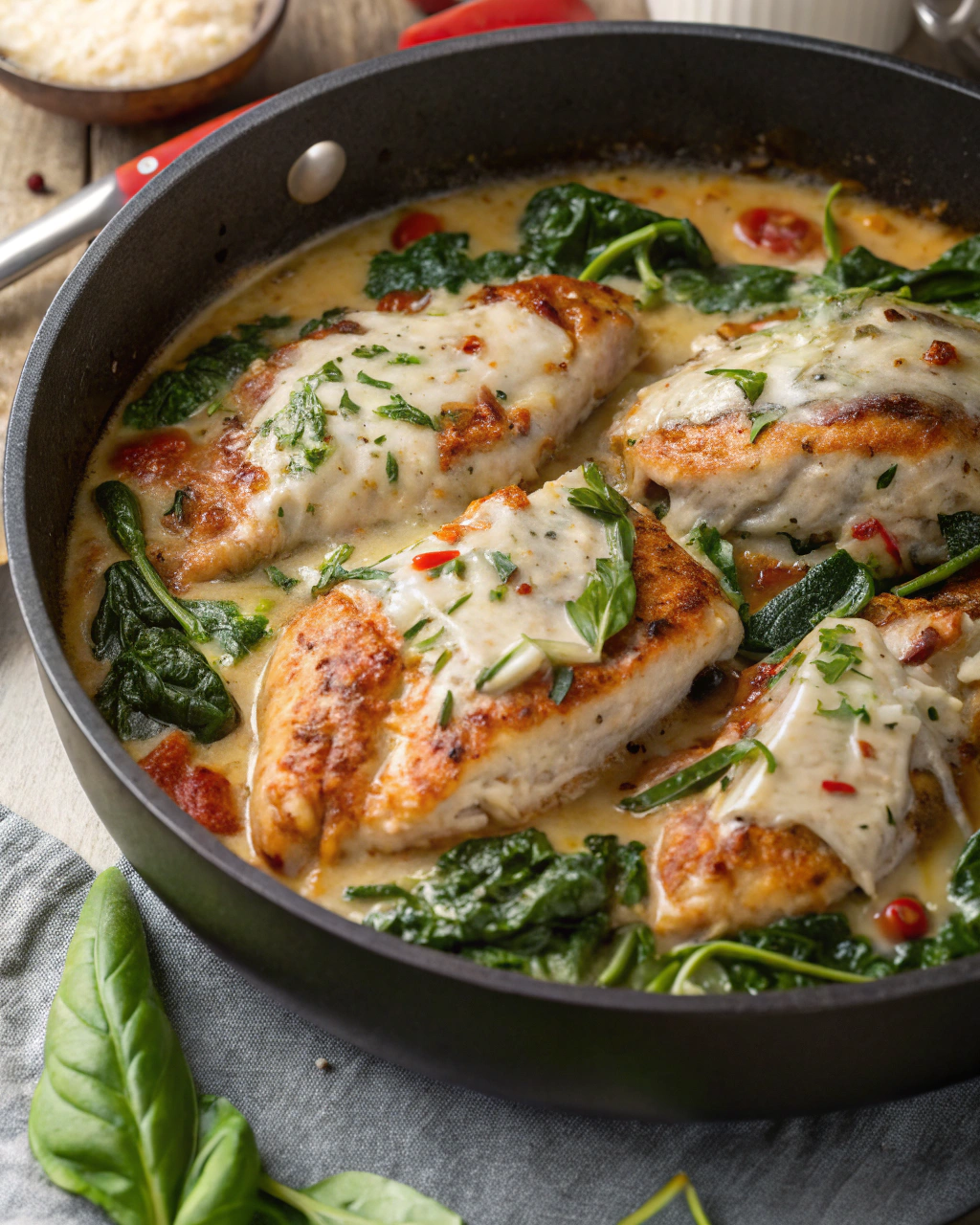 Poulet crémeux aux épinards et parmesan