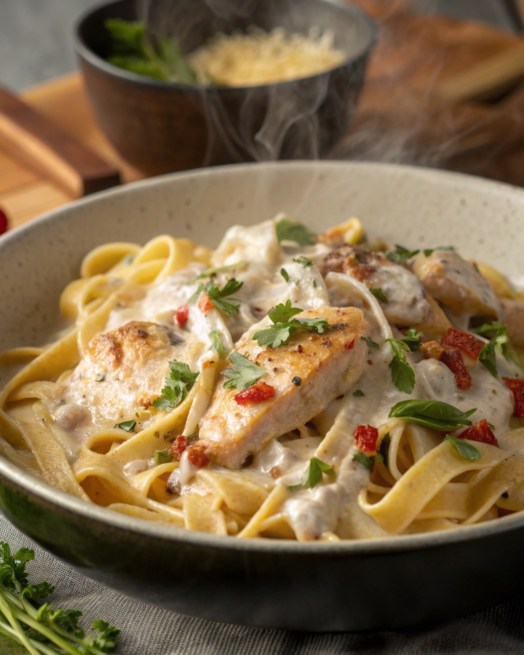 Pâtes au Poulet et Sauce Crémeuse au Boursin